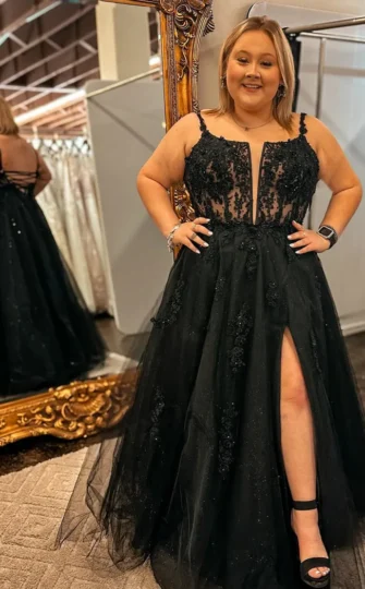 2025 Plus Size Black Prom Dresses Lace Mermaid with Split