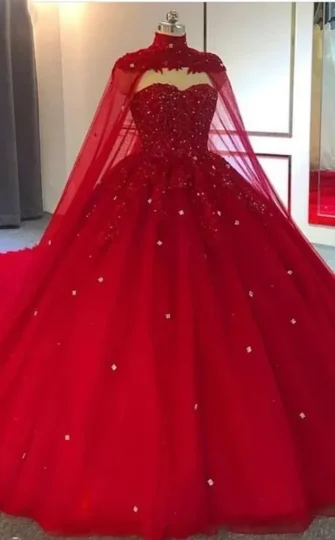 2025 Red Wedding Dresses Ball Gown Crystals Sweet 16 Quinceanera Dress