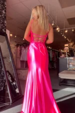 Cheap 2025 Fuchsia Prom Dress Satin Mermaid Long Formal Wearss