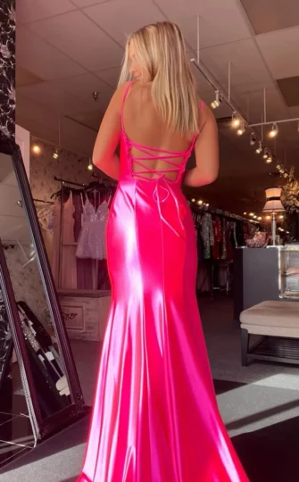 Cheap 2025 Fuchsia Prom Dress Satin Mermaid Long Formal Wearss