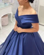 Cheap Ball Gown Satin Off Shoulder Plus Size Prom Evening Dressess