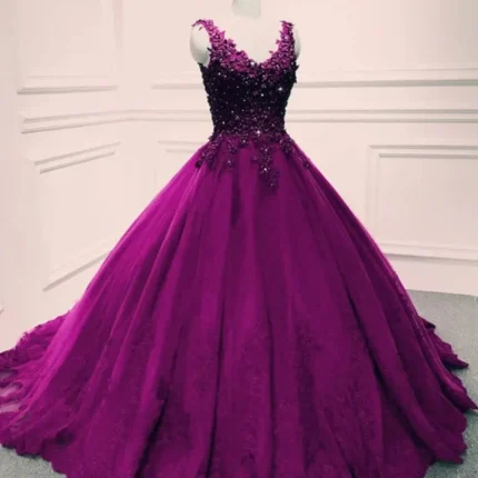 Purple Ball Gown Quinceanera Dresses Appliques Beaded Sweet 16 Dress