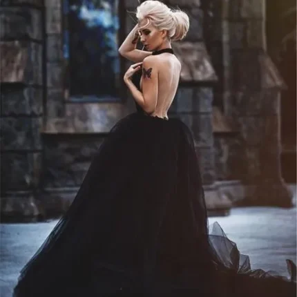 Sexy-Ball-Gown-Black-Wedding-Dre